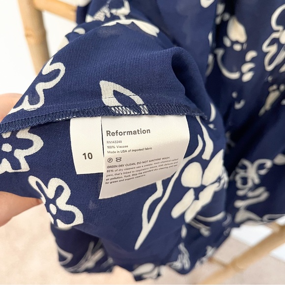 Reformation NWT Navy White Floral Kealy Dress Size 10 - Picture 10 of 11